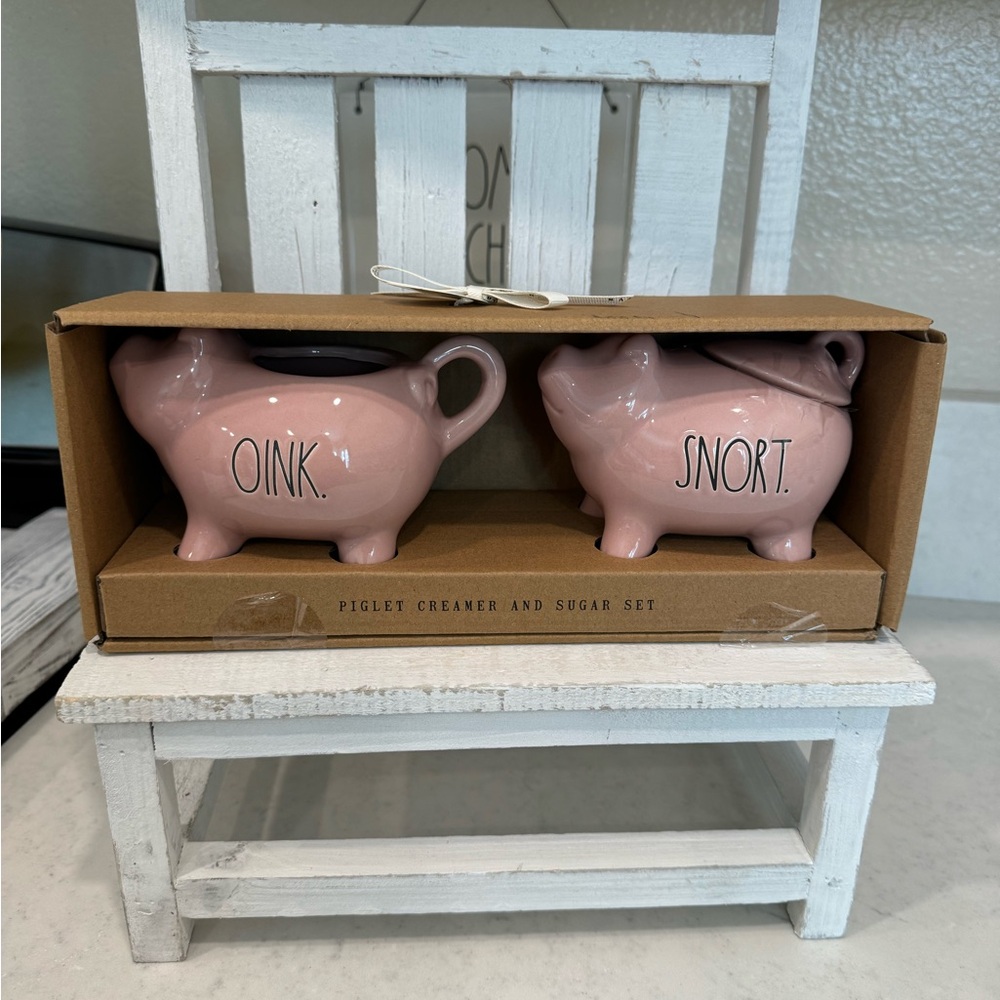 Brand NWT Rae Dunn OINK & SNORT cream and sugar set